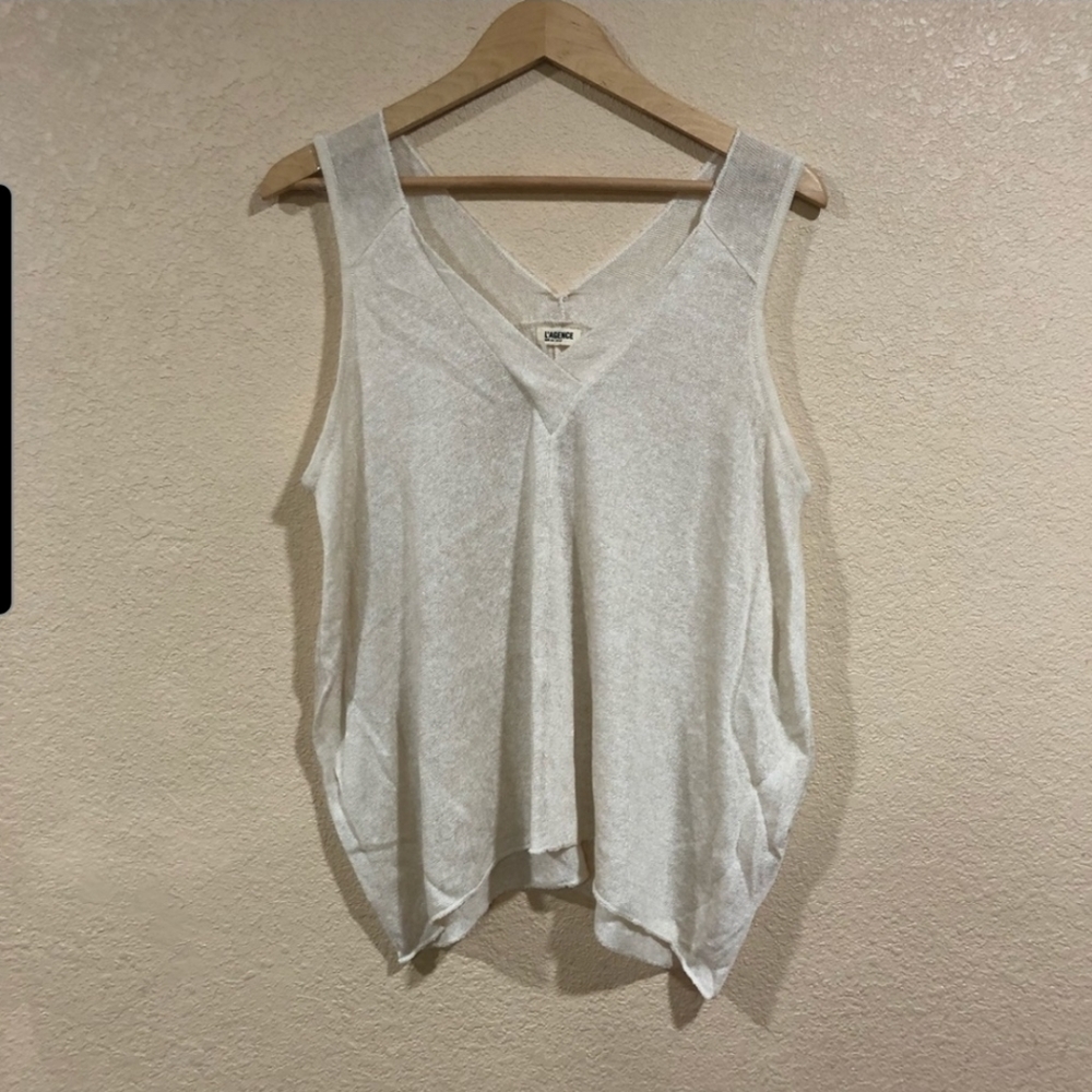 New L’Agence tan metallic lightweight sheer loose knit tank top